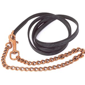 English Leather Lead And Chain 1/2" Leather Lead With Single Chain