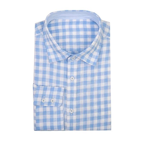 HKM Blue and White Check Shirt Medium