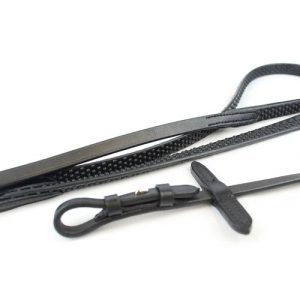 Gallop Equestrian Leather Flexi Rubber Billet Reins with Nylon Core